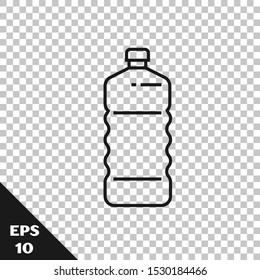 Black line Plastic bottle icon isolated on transparent background.  Vector Illustration