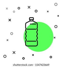 Black line Plastic bottle icon isolated on white background.  Vector Illustration