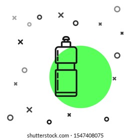 Black line Plastic bottle for liquid laundry detergent, bleach, dishwashing liquid or another cleaning agent icon isolated on white background.  Vector Illustration