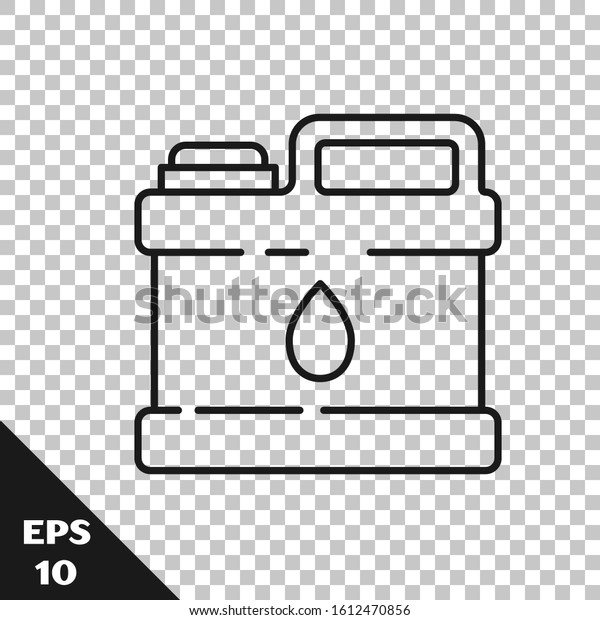 Black line Plastic canister for motor\
machine oil icon isolated on transparent background. Oil gallon.\
Oil change service and repair.  Vector\
Illustration