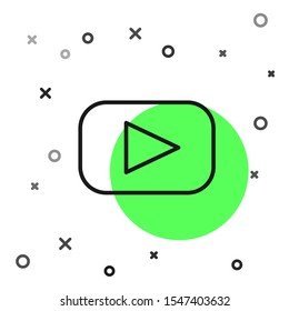 Black line Play icon isolated on white background.  Vector Illustration