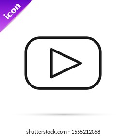 Black line Play icon isolated on white background.  Vector Illustration