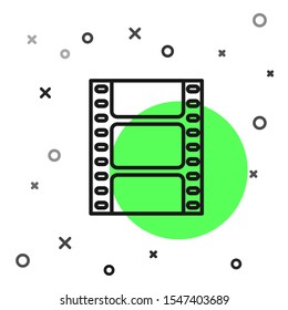 Black line Play Video icon isolated on white background. Film strip sign.  Vector Illustration