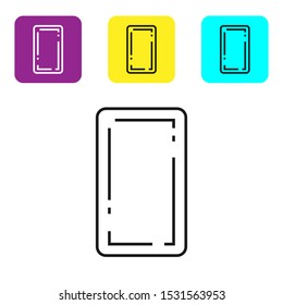 Black line Playing card back icon isolated on white background. Casino gambling. Set icons colorful square buttons. Vector Illustration