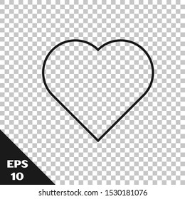 Black line Playing card with heart symbol icon isolated on transparent background. Casino gambling.  Vector Illustration