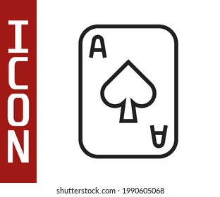 Línea negra Icono de cartas de reproducción aisladas en fondo blanco. Juego de casino.  Vector