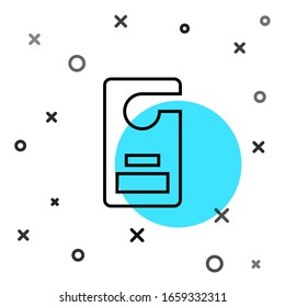 Black line Please do not disturb icon isolated on white background. Hotel Door Hanger Tags. Random dynamic shapes. Vector Illustration