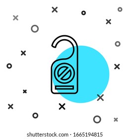 Black line Please do not disturb icon isolated on white background. Hotel Door Hanger Tags. Random dynamic shapes. Vector Illustration
