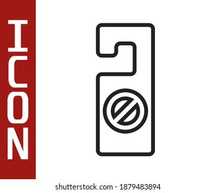 Black line Please do not disturb icon isolated on white background. Hotel Door Hanger Tags.  Vector