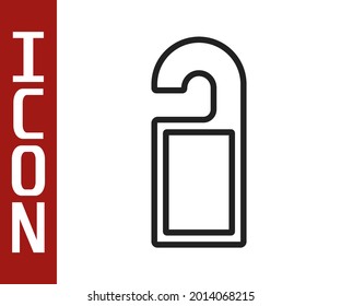 Black line Please do not disturb icon isolated on white background. Hotel Door Hanger Tags.  Vector