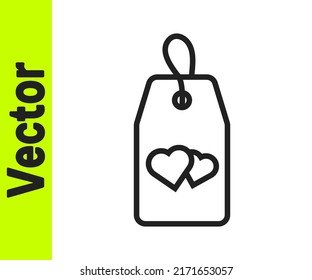 Black line Please do not disturb with heart icon isolated on white background. Hotel Door Hanger Tags.  Vector