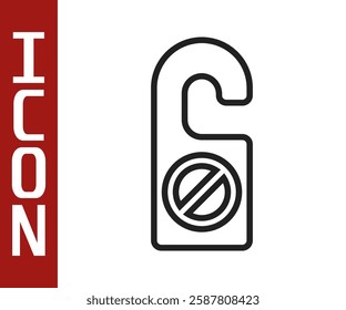 Black line Please do not disturb icon isolated on white background. Hotel Door Hanger Tags.  Vector Illustration