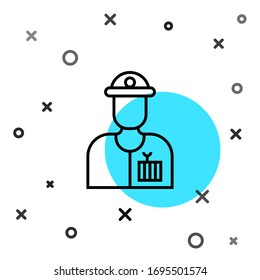 Black line Plumber icon isolated on white background. Random dynamic shapes. Vector Illustration