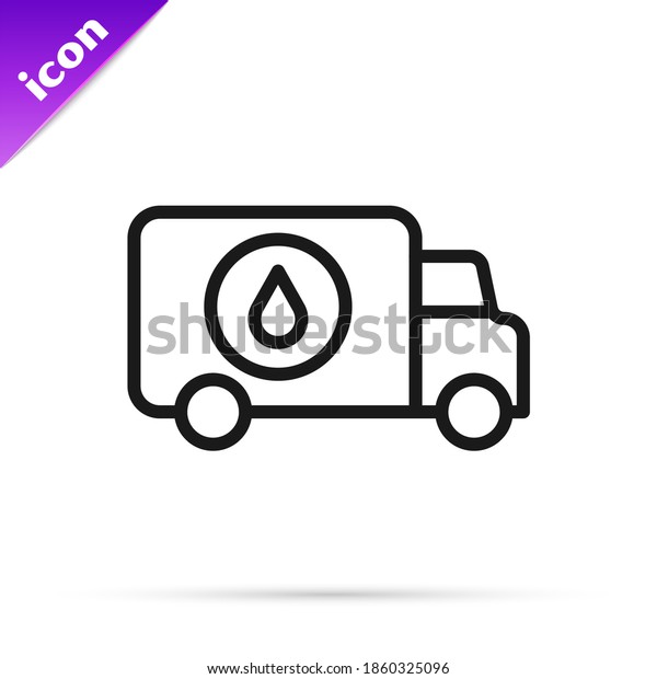 Black line Plumber service car icon isolated on\
white background. \
Vector