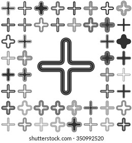 Black line plus logo icon design set