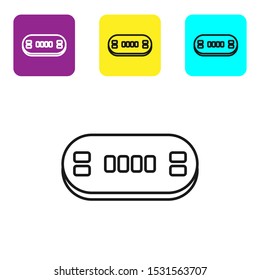 Black line Poker table icon isolated on white background. Set icons colorful square buttons. Vector Illustration