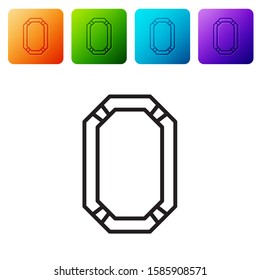 Black line Poker table icon isolated on white background. Set icons in color square buttons. Vector Illustration