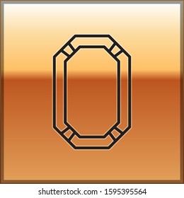 Black line Poker table icon isolated on gold background.  Vector Illustration