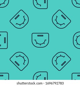 Black line Poker table icon isolated seamless pattern on green background.  Vector Illustration