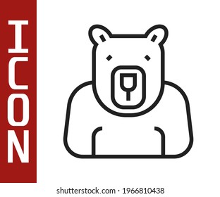 Black line Polar bear head icon isolated on white background.  Vector