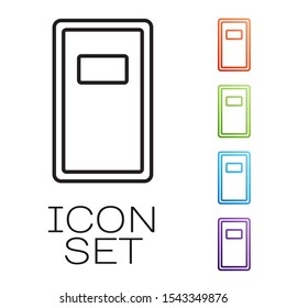 Black line Police assault shield icon isolated on white background. Set icons colorful. Vector Illustration