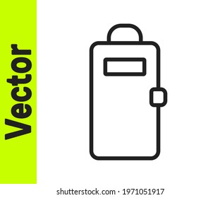 Black line Police assault shield icon isolated on white background.  Vector