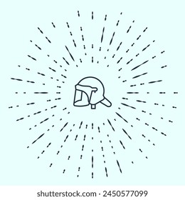Black line Police helmet icon isolated on grey background. Military helmet. Abstract circle random dots. Vector