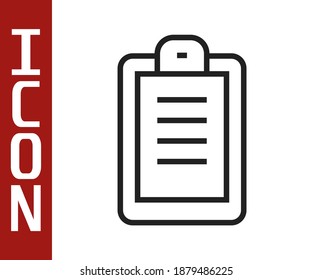 Black Line Police Report Icon Isolated On White Background.  Vector