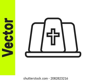 Black line Pope hat icon isolated on white background. Christian hat sign.  Vector