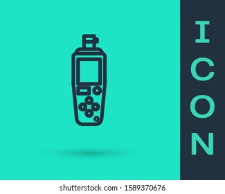 Black line Portable sensor icon isolated on green background.  Vector Illustration