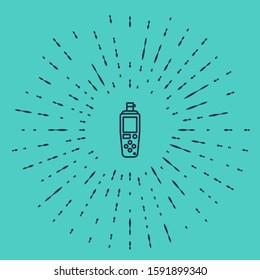 Black line Portable sensor icon isolated on green background. Abstract circle random dots. Vector Illustration
