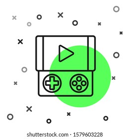 Black line Portable video game console icon isolated on white background. Gamepad sign. Gaming concept.  Vector Illustration