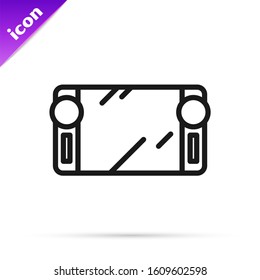 Black line Portable video game console icon isolated on white background. Gamepad sign. Gaming concept.  Vector Illustration