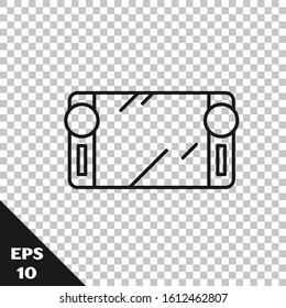 Black line Portable video game console icon isolated on transparent background. Gamepad sign. Gaming concept.  Vector Illustration