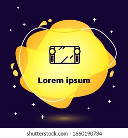 Black line Portable video game console icon isolated on blue background. Gamepad sign. Gaming concept. Abstract banner with liquid shapes. Vector Illustration