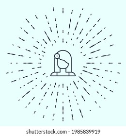 Black line Portrait of Spanish woman icon isolated on grey background. Abstract circle random dots. Vector