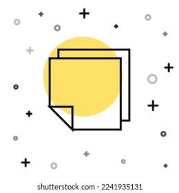 Black line Post note stickers icon isolated on white background. Sticky tapes with space for text or message. Random dynamic shapes. Vector Illustration