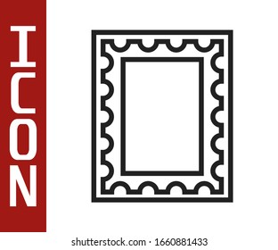 Icono de sello postal de línea negra aislado en fondo blanco. Ilustración vectorial