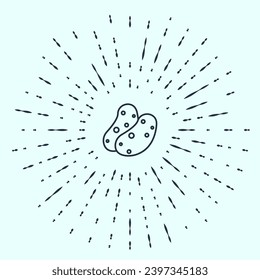 Black line Potato icon isolated on grey background. Abstract circle random dots. Vector