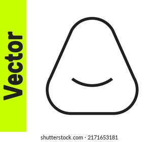 Black line Pouf icon isolated on white background. Soft chair. Bag for the seat. Comfortable furniture armchair.  Vector