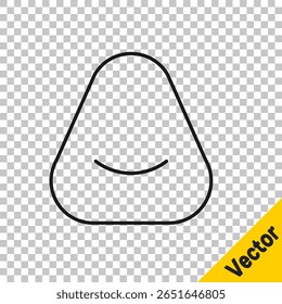 Linha preta ícone Pouf isolado no fundo transparente. Cadeira macia. Saco para o assento. Poltrona de móveis confortável.  Vetor