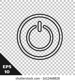 Black line Power button icon isolated on transparent background. Start sign.  Vector Illustration