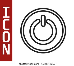 Black line Power button icon isolated on white background. Start sign.  Vector Illustration