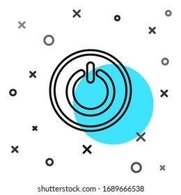 Icono de botón de alimentación de línea negra aislado en fondo blanco. Iniciar signo. Formas dinámicas aleatorias. Ilustración vectorial