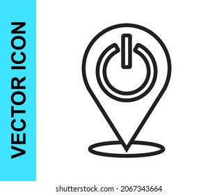 Black line Power button icon isolated on white background. Start sign.  Vector