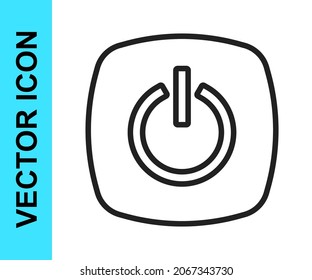 Black line Power button icon isolated on white background. Start sign.  Vector