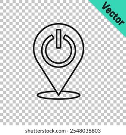 Linha preta Ícone do botão Liga/desliga isolado no plano de fundo transparente. Inicie o sinal.  Vetor