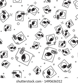 Black line PPT file document. Download ppt button icon isolated seamless pattern on white background. PPT file presentation.  Vector Illustration