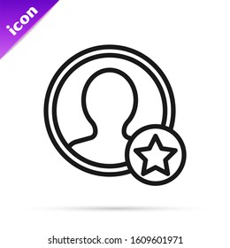 Black line Premium create account screen icon isolated on white background.  Vector Illustration