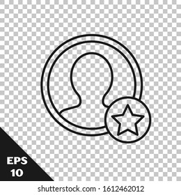 Black line Premium create account screen icon isolated on transparent background.  Vector Illustration